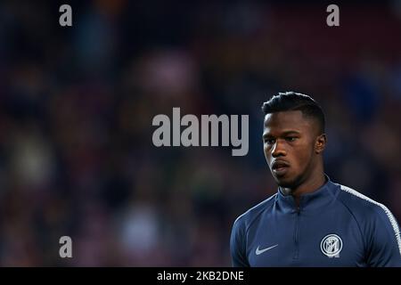 Keita Balde vom FC Internazionale schaut während des UEFA Champions League-Spiel der Gruppe B zwischen dem FC Barcelona und dem FC Internazionale am 24. Oktober 2018 im Camp Nou in Barcelona, Spanien (Foto: Sergio Lopez/NurPhoto) Stockfoto