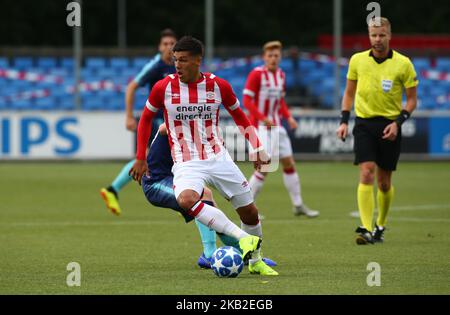 Eindhoven, Niederlande. Oktober 24. 2018 Joel Piroe vom PSV Eindhoven beim UEFA Youth League-Spiel der Gruppe B zwischen PSV Eindhoven und Tottenham Hotspur am 24. Oktober 2018 im Trainingskomplex De Herdgang, Eindhoven, Niederlande. (Foto von Action Foto Sport/NurPhoto) Stockfoto