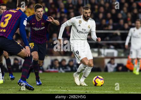 09 Karim Benzema aus dem französischen Real Madrid während des Fußballspiels „El Classico“ der spanischen Liga zwischen dem FC Barcelona und Real Sociedad am 28. Oktober 2018 im Camp Nou-Stadion in Barcelona, Spanien. (Foto von Xavier Bonilla/NurPhoto) Stockfoto