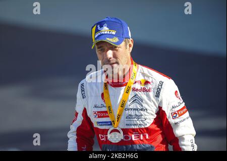 Der französische Fahrer, Sebastien Loeb von Citren Total Abu Dhabi WRT, bei der Siegerehrung am letzten Tag der WRC Rallye Racc Catalunya, am 28. Oktober 2018 in Salou, Spanien. (Foto von Joan Cros/NurPhoto) Stockfoto