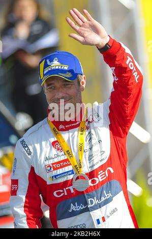 Der französische Fahrer, Sebastien Loeb von Citren Total Abu Dhabi WRT, feierte seinen Sieg bei der Siegerehrung am letzten Tag der WRC-Rallye Racc Catalunya, am 28. Oktober 2018 in Salou, Spanien. (Foto von Joan Cros/NurPhoto) Stockfoto