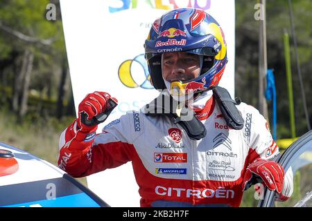 Der französische Fahrer, Sebastien Loeb von Citren Total Abu Dhabi WRT, feierte seinen Sieg der Rallye Racc am letzten Tag der Rallye Racc Catalunya am 28. Oktober 2018 in Salou, Spanien. (Foto von Joan Cros/NurPhoto) Stockfoto