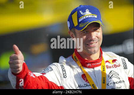 Der französische Fahrer, Sebastien Loeb von Citren Total Abu Dhabi WRT, feierte seinen Sieg bei der Siegerehrung am letzten Tag der WRC-Rallye Racc Catalunya, am 28. Oktober 2018 in Salou, Spanien. (Foto von Joan Cros/NurPhoto) Stockfoto