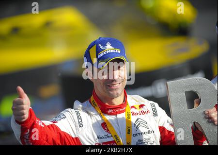 Der französische Fahrer, Sebastien Loeb von Citren Total Abu Dhabi WRT, feierte seinen Sieg bei der Siegerehrung am letzten Tag der WRC-Rallye Racc Catalunya, am 28. Oktober 2018 in Salou, Spanien. (Foto von Joan Cros/NurPhoto) Stockfoto