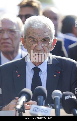 Yannis Boutaris, Bürgermeister von Thessaloniki, Geschäftsmann und Winzer während der Militärparade am 28.. Oktober 2018, dem „Oxi-Tag“, der an die Ablehnung des Ultimatums durch den italienischen Diktator Benito Mussolini im Jahr 1940 durch Griechenland erinnert (Foto: Nicolas Economou/NurPhoto) Stockfoto