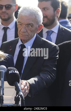 Yannis Boutaris, Bürgermeister von Thessaloniki, Geschäftsmann und Winzer während der Militärparade am 28.. Oktober 2018, dem „Oxi-Tag“, der an die Ablehnung des Ultimatums durch den italienischen Diktator Benito Mussolini im Jahr 1940 durch Griechenland erinnert (Foto: Nicolas Economou/NurPhoto) Stockfoto