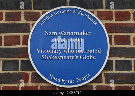 Shakespeares Globe Theatre in London, England, Großbritannien. Das ursprüngliche Theater wurde 1599 erbaut. Shakespeares Globe wurde vom Schauspieler und Regisseur Sam Wanamaker gegründet, etwa 230 Meter (750 Fuß) vom Ort des ursprünglichen Theaters entfernt und 1997 für die Öffentlichkeit zugänglich gemacht. (Foto von Nicolas Economou/NurPhoto) Stockfoto