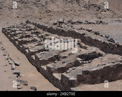 Die heilige Stadt Caral wird von der UNESCO als älteste Stadt Amerikas (2900 v. Chr.) anerkannt und am 5. November 2018 in Supe, Lime, Peru, als Weltkulturerbe anerkannt. (Foto von Aaron Heredia/NurPhoto) Stockfoto
