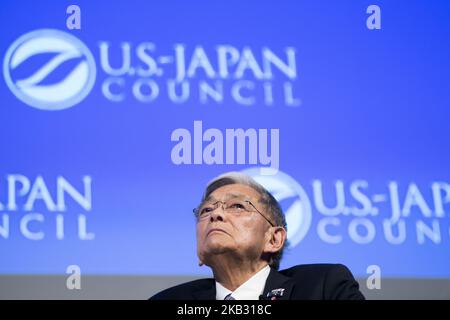 Norman Yoshio Mineta ist ein amerikanischer Politiker. Ein Mitglied der Demokratischen Partei hält eine Rede während der Präsentation des Mineta Legacy Project, der Japan Foundation for the United States und des US-Japan Council, des Dokumentarfilms an American Story: Norman Mineta und sein Vermächtnis, berichtet über das Leben und die Karriere von Sekretär Norman Mineta (stellvertretender Vorsitzender des USJC-Ratsgremiums), in Tokio, Japan, am 09. November 2018. (Foto von Alessandro Di Ciommo/NurPhoto) Stockfoto