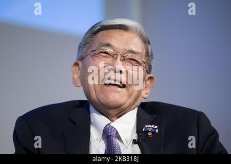 Norman Yoshio Mineta ist ein amerikanischer Politiker. Ein Mitglied der Demokratischen Partei hält eine Rede während der Präsentation des Mineta Legacy Project, der Japan Foundation for the United States und des US-Japan Council, des Dokumentarfilms an American Story: Norman Mineta und sein Vermächtnis, berichtet über das Leben und die Karriere von Sekretär Norman Mineta (stellvertretender Vorsitzender des USJC-Ratsgremiums), in Tokio, Japan, am 09. November 2018. (Foto von Alessandro Di Ciommo/NurPhoto) Stockfoto