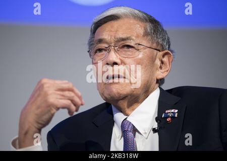 Norman Yoshio Mineta ist ein amerikanischer Politiker. Ein Mitglied der Demokratischen Partei hält eine Rede während der Präsentation des Mineta Legacy Project, der Japan Foundation for the United States und des US-Japan Council, des Dokumentarfilms an American Story: Norman Mineta und sein Vermächtnis, berichtet über das Leben und die Karriere von Sekretär Norman Mineta (stellvertretender Vorsitzender des USJC-Ratsgremiums), in Tokio, Japan, am 09. November 2018. (Foto von Alessandro Di Ciommo/NurPhoto) Stockfoto