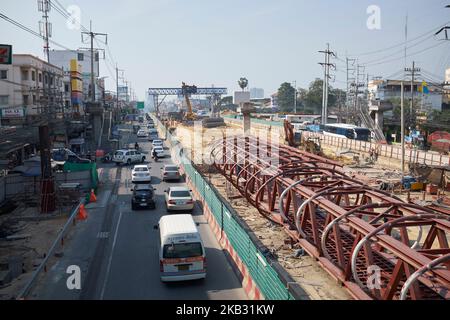 Straßenbauarbeiten in Pattaya City Thailand Stockfoto