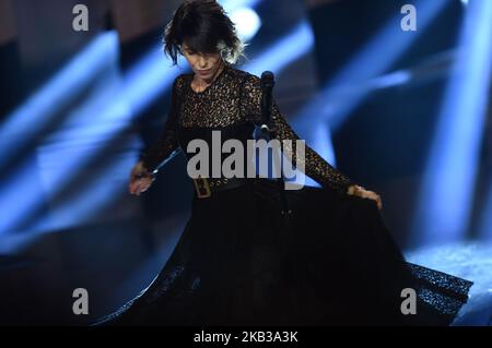 Die italienische Sängerin Giorgia nimmt am 18. November 2018 in Mailand, Italien, an der TV-Show „Che Tempo Che Fa“ in den Rai Milan Studios Teil. (Foto von Andrea Diodato/NurPhoto) Stockfoto