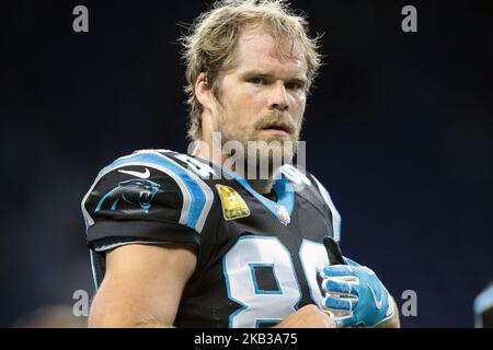 Carolina Panthers Tight End Greg Olsen (88) wird während eines NFL-Fußballspiels gegen die Detroit Lions in Detroit, Michigan, USA, am Sonntag, dem 18. November 2018, gesehen. (Foto von Jorge Lemus/NurPhoto) Stockfoto