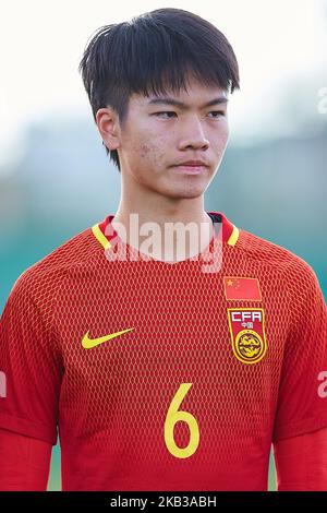 She Yucheng aus China beim internationalen Freundschaftsspiel zwischen China U18 und Norwegen U19 in der Pinatar Arena am 17. November 2017 in Murcia, Spanien (Foto: Sergio Lopez/NurPhoto) Stockfoto