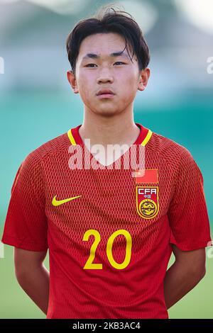 Tian Xiangyu aus China beim internationalen Freundschaftsspiel zwischen China U18 und Norwegen U19 in der Pinatar Arena am 17. November 2017 in Murcia, Spanien (Foto: Sergio Lopez/NurPhoto) Stockfoto