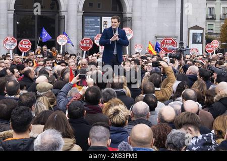 Der Präsident von Ciudadanos (Cs), ALBERT RIVERA, nimmt an der Kundgebung von „España Ciudadana“ unter dem Motto „STOP Sánchez, not the Begnadigung, Elections now“ am 24. November 2018 in Madrid, Spanien Teil (Foto von Oscar Gonzalez/NurPhoto) Stockfoto