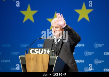 Der deutsche Minister für Interiour, Bau und Gemeinde und CSU-Chef Horst Seehofer beim CSU-Parteitag auf den europäischen Listen. (Foto von Alexander Pohl/NurPhoto) Stockfoto