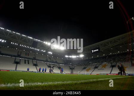 Pressekonferenz vor dem UEFA Champions League-Spiel zwischen Juventus und Valencia CF im Allianz Juventus Stadium in Turin, Italien, am 26. November 2018 (Foto: Jose Breton/NurPhoto) Stockfoto