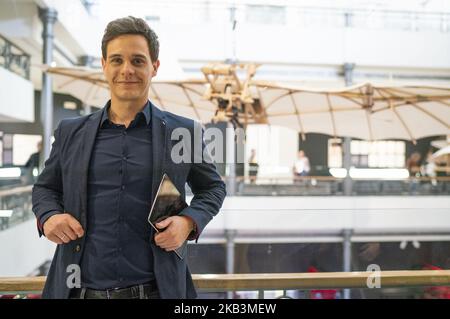 Christian Galvez während der Präsentation der Ausstellung "Leonardo da Vinci: Die Gesichter des Genies" im Palacio de las Alhajas in Madrid. Spanien. 28. November 2018 (Foto von Oscar Gonzalez/NurPhoto) Stockfoto