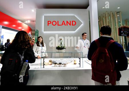 Polnischer Pavillon während der UN-Klimakonferenz COP24 in Katowice, Polen, am 7. Dezember 2018. COP24 versammelt die Vertragsparteien des Rahmenübereinkommens der Vereinten Nationen für Klimaänderungen (UNFCCC). (Foto von Dominika Zarzycka/NurPhoto) Stockfoto