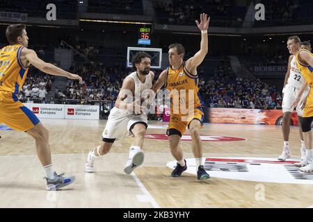 Sergio Llull von Real Madrid während ihrer Liga ACB Endesa Basketball Real Madrid gegen Gran Canaria Basketball Spiel im Sportpalast von Madrid, Spanien, 9.. Dezember 2018 Foto: Oscar Gonzalez/NurFoto (Foto von Oscar Gonzalez/NurPhoto) Stockfoto