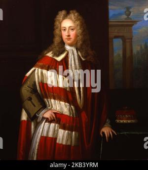 Tory Minister und Jacobite Lord Bolingbroke; Gemälde von Charles d'Agar Henry St John, 1. Viscount Bolingbroke (1678 – 1751) englischer Politiker, Regierungsbeamter und politischer Philosoph. Stockfoto