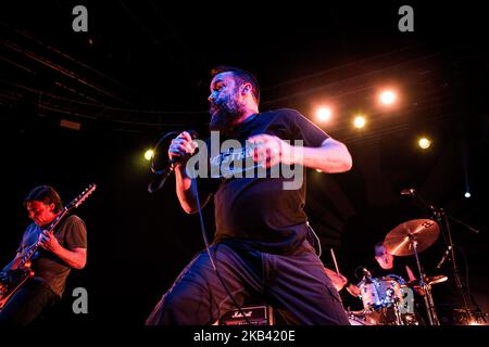 Neil Fallon von der amerikanischen Rockband Clutch tritt am 11. Dezember 2018 live bei Fabrique in Mailand, Italien, auf. (Foto von Roberto Finizio/NurPhoto) Stockfoto