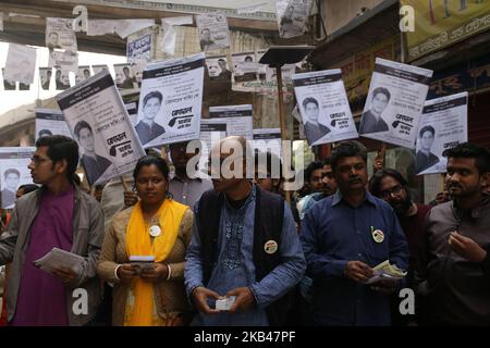 Anhänger der Linken Demokratischen Allianz nehmen vor den Parlamentswahlen in Dhaka, Bangladesch, am 20. Dezember 2018 an einem Wahlkampf Teil. Die Parlamentswahlen 11. werden landesweit am 30. Dezember 2018 stattfinden. (Foto von Rehman Asad/NurPhoto) Stockfoto