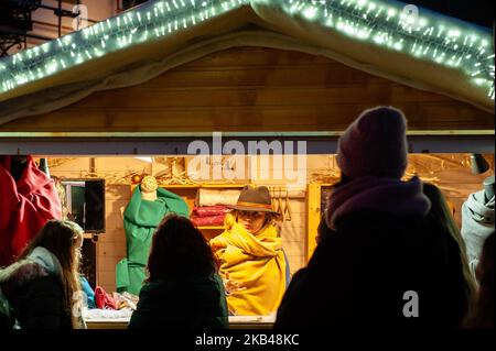 Ein Blick auf den Weihnachtsmarkt in Brüssel, Belgien, am 22. Dezember 2018. (Foto von Romy Arroyo Fernandez/NurPhoto) Stockfoto