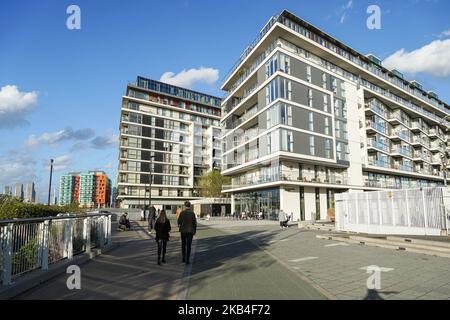 Die River Gardens Wohngebäude in Greenwich, London, Großbritannien Stockfoto