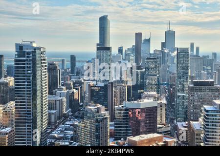 Erhöhte Ansicht der Gebäude in der Stadt Toronto, Ontario, Kanada. (Foto von Creative Touch Imaging Ltd./NurPhoto) Stockfoto