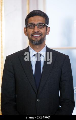 Google-CEO Sundar Pichai während des „Innovationsroundtable für Mittel- und Osteuropa“ am 21. Januar 2019 im Lazienki-Palast in Warschau, Polen (Foto: Mateusz Wlodarczyk/NurPhoto) Stockfoto