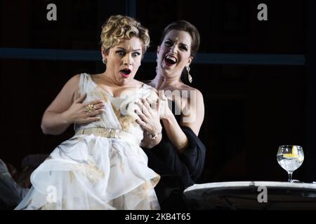 Schauspieler während der Aufführung der Oper DER SCHLAF EINER SOMMERNACHT (el sueno de una noche de verano) im Teatro de la Zarzuela in Madrid. 23. Januar 2019 (Foto von Oscar Gonzalez/NurPhoto) Stockfoto