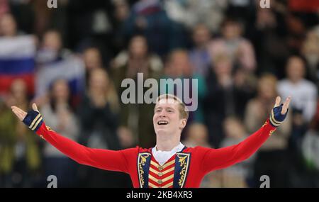 Alexander Samarin aus Russland tritt am 26. Januar 2019 am vierten Tag der ISU-Europameisterschaft im Eiskunstlauf in der Minsk Arena in Minsk, Weißrussland, beim Männer-Freilauf an. (Foto von Igor Russak/NurPhoto) Stockfoto