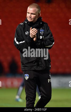 Oldham-Catetaker-Manager Peter Wild nach dem FA-Cup-Spiel zwischen Doncaster Rovers und Oldham Athletic am Samstag, den 26. Januar 2019, im Keepmoat-Stadion in Doncaster, Großbritannien. (Foto von MI News/NurPhoto) Stockfoto