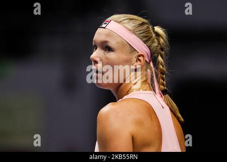 Kiki Bertens aus den Niederlanden während ihres WTA St. Petersburg Ladies Trophy 2019 Tennisspiels gegen Ysaline Bonaventure aus Belgien am 31. Januar 2019 in Sankt Petersburg, Russland. (Foto von Mike Kireev/NurPhoto) Stockfoto