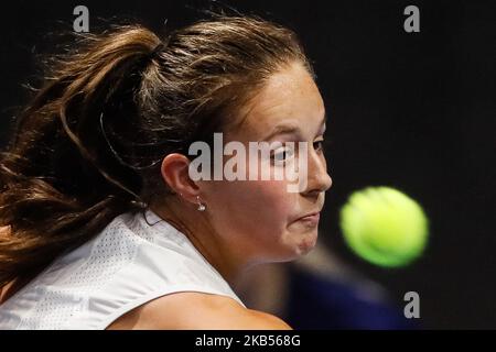 Daria Kasatkina aus Russland während ihres WTA St. Petersburg Ladies Trophy 2019 Tennisspiels gegen Vera Zvonareva aus Russland am 1. Februar 2019 in Sankt Petersburg, Russland. (Foto von Mike Kireev/NurPhoto) Stockfoto