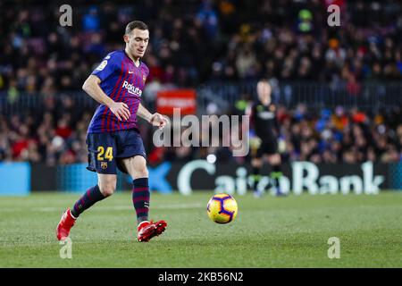 FC Barcelona Verteidiger Thomas Vermaelen (24) im Spiel FC Barcelona gegen CD Valencia CF, für die Runde 22 der Liga Santander, spielte am 2. Februar 2019 im Camp Nou in Barcelona, Spanien. (Foto von Urbanandsport/NurPhoto) Stockfoto