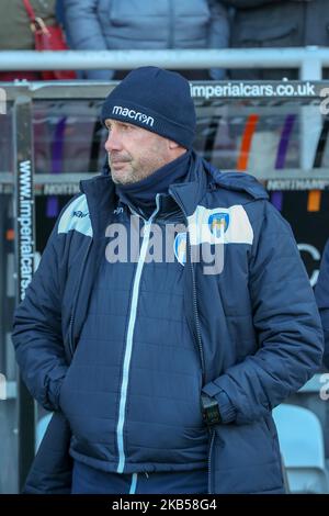 John McGreal, der Manager von Colchester United, vor dem zweiten Spiel der Sky Bet League zwischen Northampton Town und Colchester United im PTS Academy Stadium, Northampton, am Samstag, 2.. Februar 2019. (Foto von MI News/NurPhoto) Stockfoto