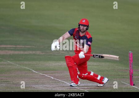 Steven Croft von Lancashire Lightning hat am Mittwoch, den 4.. September 2019, beim Vitality Blast T20-Spiel zwischen Lancashire und Essex in Emirates Riverside, Chester le Street, einen Schlagschlag gegeben. (Foto von Mark Fletcher/MI News/NurPhoto) Stockfoto