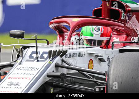 Antonio Giovinazzi fährt das (99) Alfa Romeo sauber F1 Team am 7. September 2019 in Monza, Italien, auf der Rennstrecke beim Training für den Großen Preis der Formel 1 in Italien. (Foto von Emmanuele Ciancaglini/NurPhoto) Stockfoto