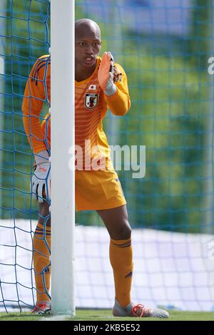 Leobrian Kokubo aus Japan gibt während des internationalen Freundschaftsspiel zwischen U19 Spanien und U19 Japan in der Pinatar Arena am 5. September 2019 in San Pedro del Pinatar, Spanien, Anweisungen. (Foto von Jose Breton/Pics Action/NurPhoto) Stockfoto