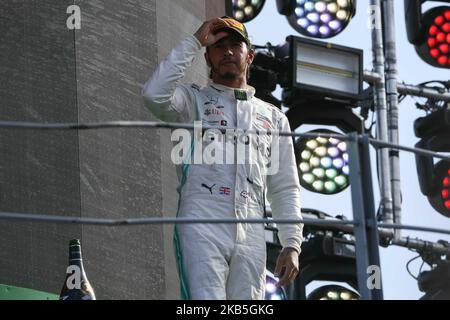 Der englische fünfmal-Weltmeister Lewis Hamilton vom deutschen Team Mercedes-AMG Petronas Motosport fährt mit seinem einsitzigen Mercedes W10, während der Ausgabe 90. des italienischen GP, 16. Etappe der Formel-1-Weltmeisterschaft, auf dem Monza Eni Circuit (Autodromo Nazionale di Monza), Italien (Foto: Andrea Diodato/NurPhoto) Stockfoto