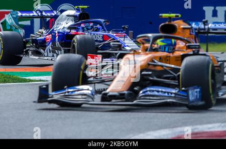 Der Franzose Pierre Gasly und der Fahrer von Toro Rosso fahren während des Rennens beim Formel 1 Gran Premio Heineken am 08. September 2019 in Monza, Italien. (Foto von Robert Szaniszlo/NurPhoto) Stockfoto