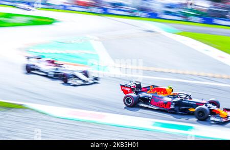 Der Niederländer Max Verstappen und der Red Bull Racing Fahrer fahren am 08. September 2019 beim Formel-1-Rennen Gran Premio Heineken in Monza, Italien. (Foto von Robert Szaniszlo/NurPhoto) Stockfoto