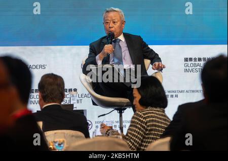 Hongkong, China. 02.. November 2022. Jin Liqun, Präsident der Asian Infrastructure Investment Bank (AIIB), spricht während des Global Financial Leaders Investment Summit in Hongkong. Kredit: SOPA Images Limited/Alamy Live Nachrichten Stockfoto