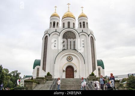 Kathedrale Christi des Erlösers auf dem Siegesplatz (Ploshchad Pobedy) ein zentraler Platz in der Stadt ist am 7. September 2019 in der russischen Hauptstadt von Königsberg zu sehen (Foto: Michal Fludra/NurPhoto) Stockfoto