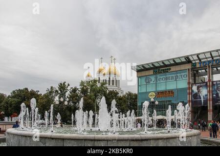 Kathedrale Christi des Erlösers auf dem Siegesplatz (Ploshchad Pobedy) ein zentraler Platz in der Stadt ist am 7. September 2019 in der russischen Hauptstadt von Königsberg zu sehen (Foto: Michal Fludra/NurPhoto) Stockfoto