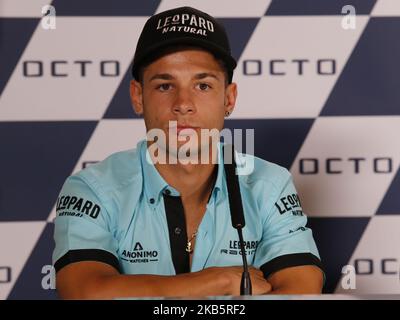 Lorenzo Dalla Porta während der Pressekonferenz vor dem Gran Premio OCTO von San Marino e Riviera di Rimini 2019 auf der Rennstrecke Misano-Marco Simoncelli, am 12. September 2019 (Foto: Loris Roselli/NurPhoto). Stockfoto